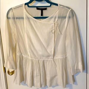 BCBG MAXAZRIA silk off white cream blouse small